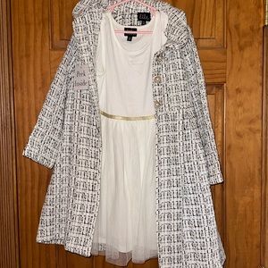Girls White dress and Pea Coat